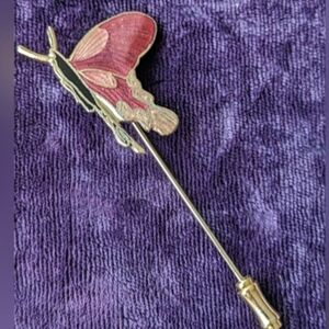 Vintage Gold Color Cloisonne Butterfly Pin